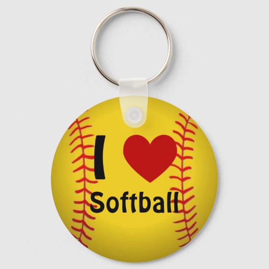 Ik hou van Softball Sleutelhanger (Voorkant)