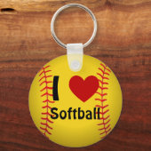 Ik hou van Softball Sleutelhanger (Voorkant)