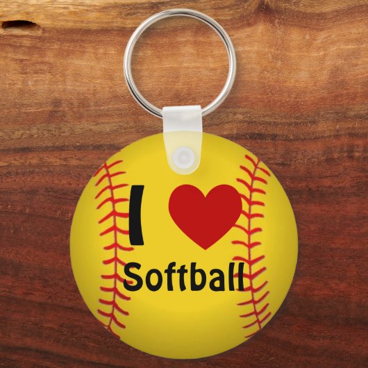 Ik hou van Softball Sleutelhanger (Voorkant)