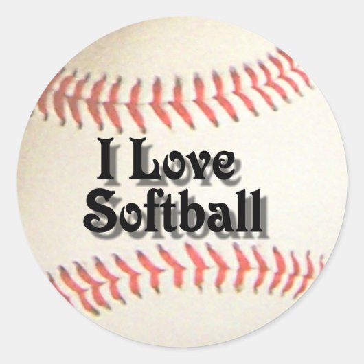 IK HOU VAN SOFTBALL-STICKER RONDE STICKER (Voorkant)
