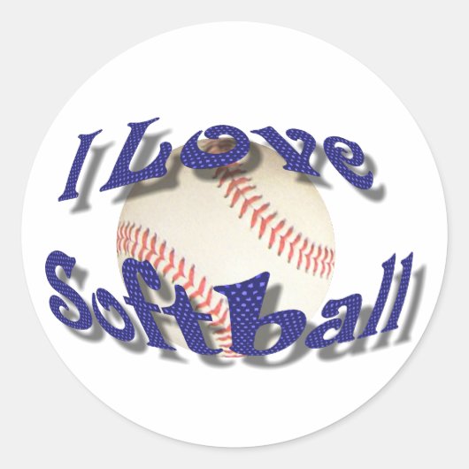 IK HOU VAN SOFTBALL-STICKER RONDE STICKER (Voorkant)