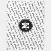 Ik hou van softball typografie zwart wit ELKE kleu Fleece Deken (Voorkant)