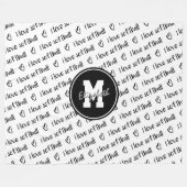 Ik hou van softball typografie zwart wit ELKE kleu Fleece Deken (Voorkant (Horizontaal))