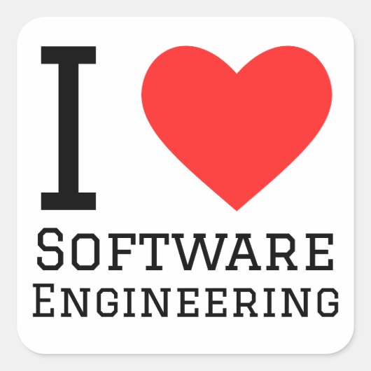 Ik hou van software engineering vierkante sticker (Voorkant)
