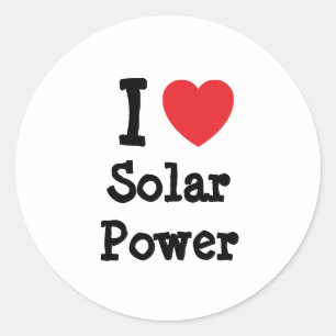 Ik hou van Solar Power hart op maat gepersonalisee Ronde Sticker