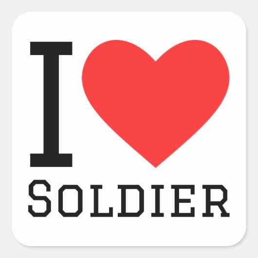 Ik hou van soldaat vierkante sticker (Voorkant)