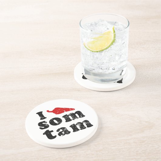 Ik hou van Som Tam ❤ Thais Isaan eten Zandsteen Onderzetter (Zijkant)