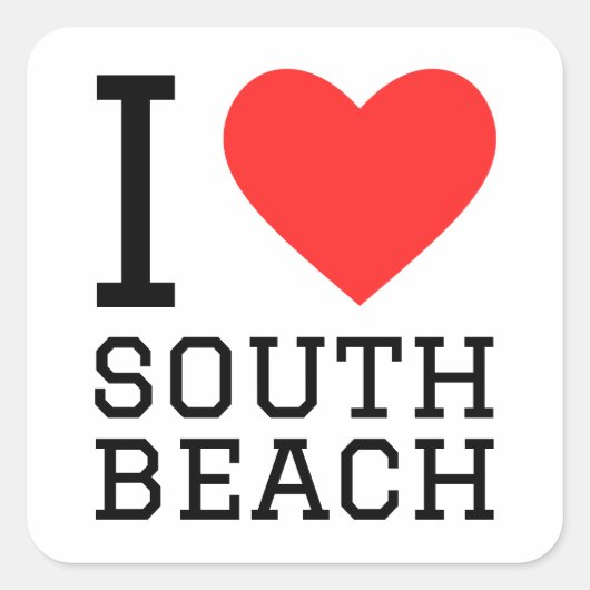 Ik hou van South Beach Vierkante Sticker (Voorkant)
