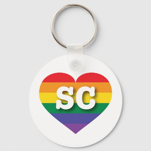 Ik hou van South Carolina Gay Pride Rainbow Heart Sleutelhanger (Voorkant)