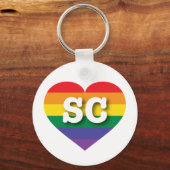 Ik hou van South Carolina Gay Pride Rainbow Heart Sleutelhanger (Voorkant)