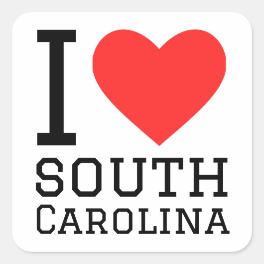Ik hou van South Carolina Vierkante Sticker (Voorkant)