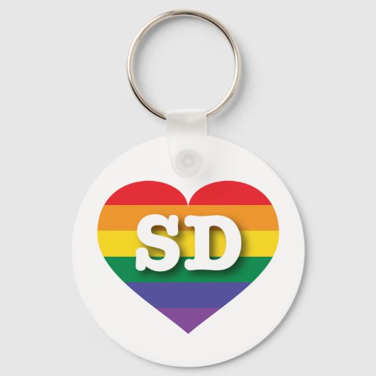Ik hou van South Dakota Gay Pride Rainbow Heart Sleutelhanger (Voorkant)