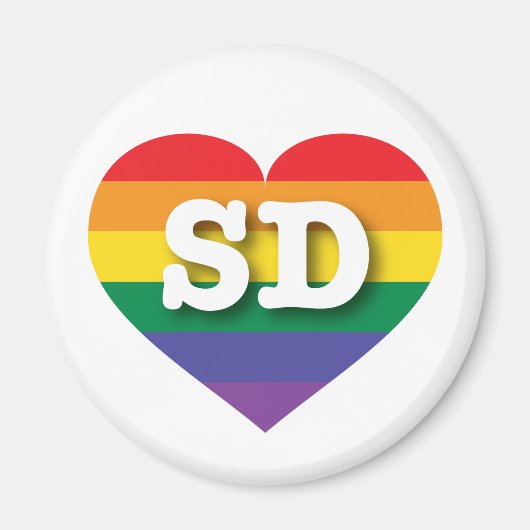 Ik hou van South Dakota Rainbow Heart Magneet (Voorkant)