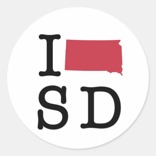 Ik hou van South Dakota Ronde Sticker (Voorkant)