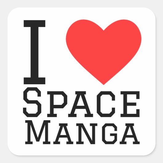 Ik hou van space manga vierkante sticker (Voorkant)