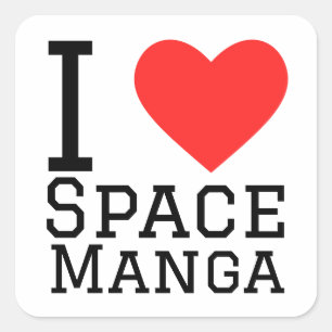 Ik hou van space manga vierkante sticker