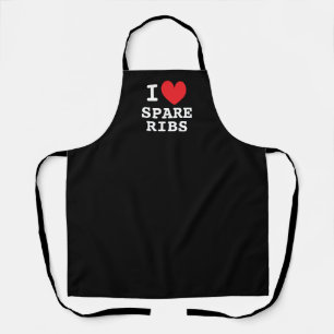 Ik hou van spare ribs zwarte BBQ schort voor chef