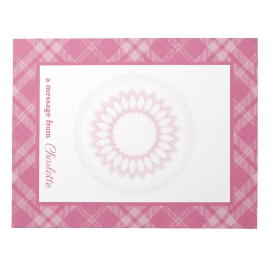 Ik hou van speldenrand Rosa-grens en bloemenmeeuw Notitieblok (Voorkant)