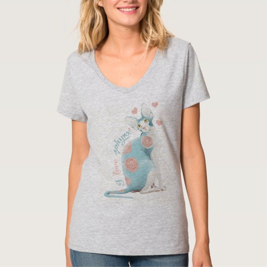 Ik hou van sphynx! t-shirt (Voorkant)