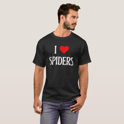 Ik hou van spinnen in hart spinnen spin arachnid a t-shirt (Voorkant volledig)