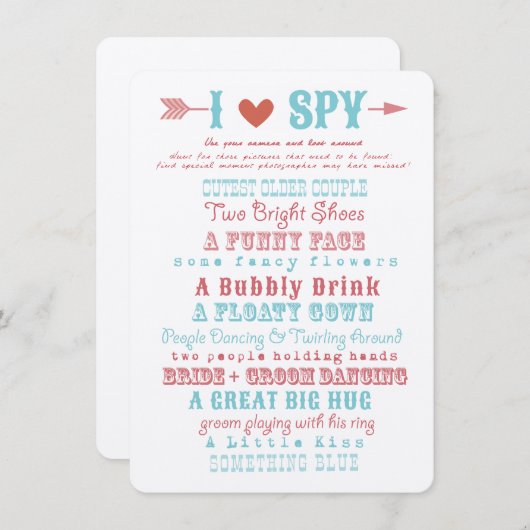 Ik hou van spionagefoto Hunt Game (Voorkant / Achterkant)