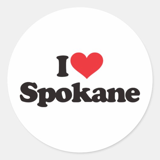 Ik hou van Spokane Ronde Sticker (Voorkant)