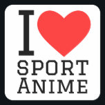 Ik hou van sport-anime vierkante sticker<br><div class="desc">Ik hou van sport anime,  voor liefhebbers van verhalen</div>