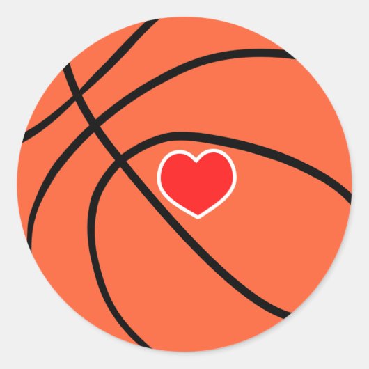 Ik hou van sport Basketball. Ball met hart Ronde Sticker (Voorkant)