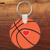 Ik hou van sport Basketball. Ball met hart Sleutelhanger (Voorkant)