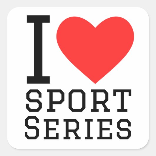 Ik hou van sport series vierkante sticker (Voorkant)
