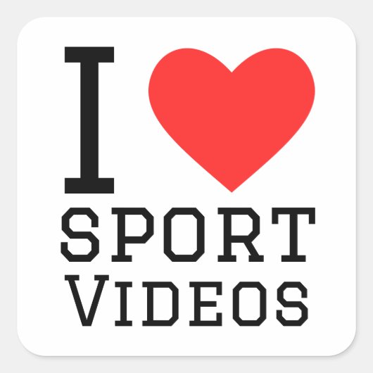 Ik hou van sport video vierkante sticker (Voorkant)