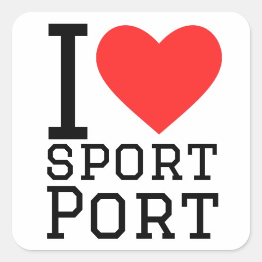 Ik hou van sport vierkante sticker (Voorkant)