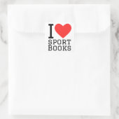 Ik hou van sportboeken vierkante sticker (Tas)