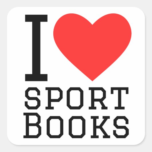 Ik hou van sportboeken vierkante sticker (Voorkant)
