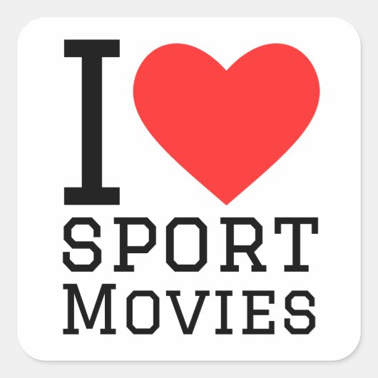 Ik hou van sportfilms vierkante sticker (Voorkant)