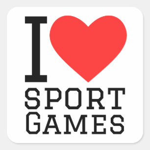 Ik hou van sportgames vierkante sticker