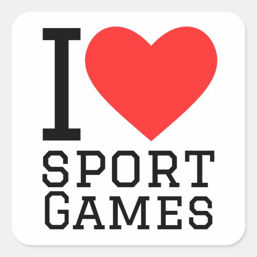 Ik hou van sportgames vierkante sticker (Voorkant)