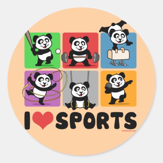 Ik hou van sportpanda's ronde sticker (Voorkant)