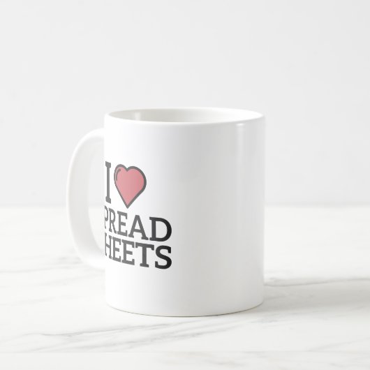 Ik hou van spreadsheet, grappige boekhouding koffiemok (Voorkant links)