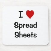 Ik hou van spreadsheets en mousepad muismat (Voorkant)
