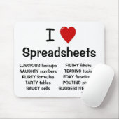 Ik hou van spreadsheets Joke Funny Absurd Redenen Muismat (Met muis)