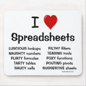 Ik hou van spreadsheets Joke Funny Absurd Redenen Muismat (Voorkant)