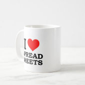 Ik hou van spreadsheets koffiemok (Voorkant links)