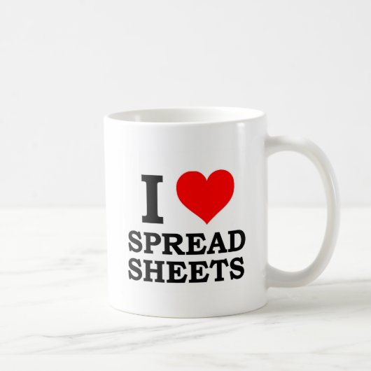 Ik hou van spreadsheets koffiemok (Rechts)