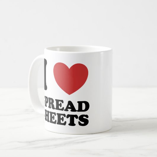 Ik hou van spreadsheets koffiemok (Voorkant links)