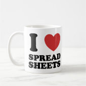 Ik hou van spreadsheets koffiemok (Links)