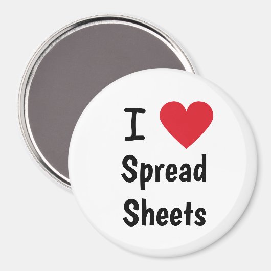 Ik hou van spreadsheets Magnet Kantoor Gift Idee (Voorkant / Achterkant)