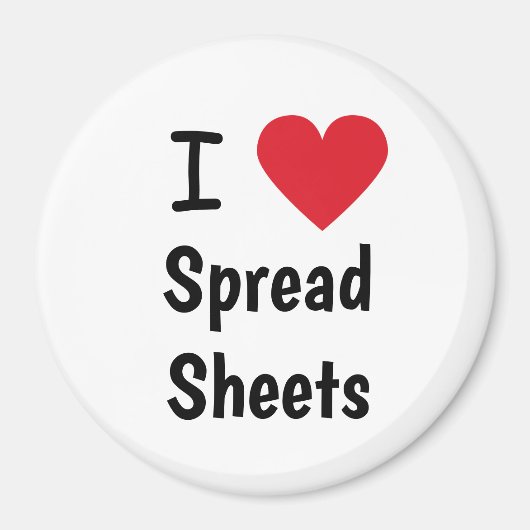Ik hou van spreadsheets Magnet Kantoor Gift Idee (Voorkant)
