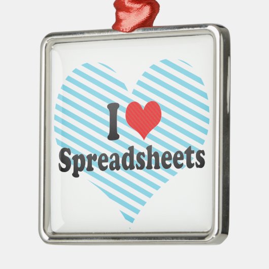 Ik hou van spreadsheets metalen ornament (Links)