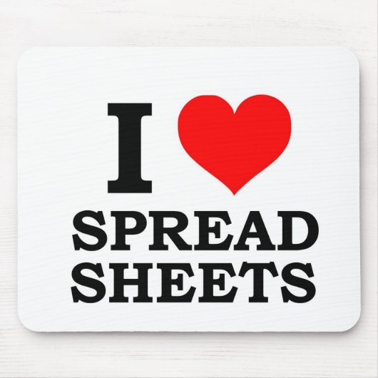 Ik hou van spreadsheets muismat (Voorkant)